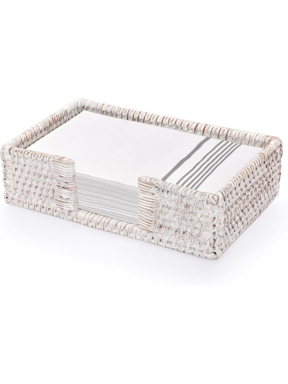 Stylish Rattan Napkin Holder - Wicker Towel Basket for Kitchen, Dining